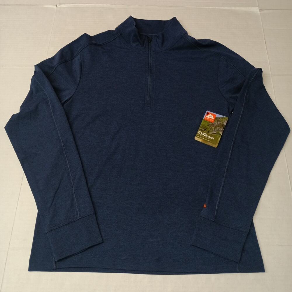 Ozark‎ Trail Mens Quarter Zip Pullover Size S Blue Wool Blend
